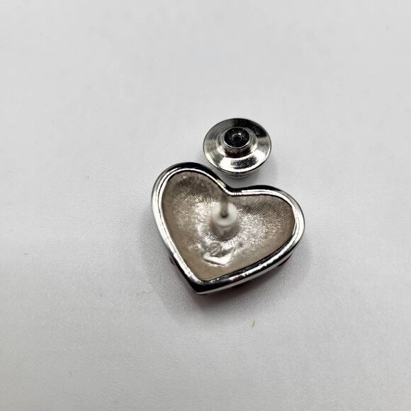 Swarowski Red White & Blue Heart Pin - Signed with a Swan - Picture 3 of 4